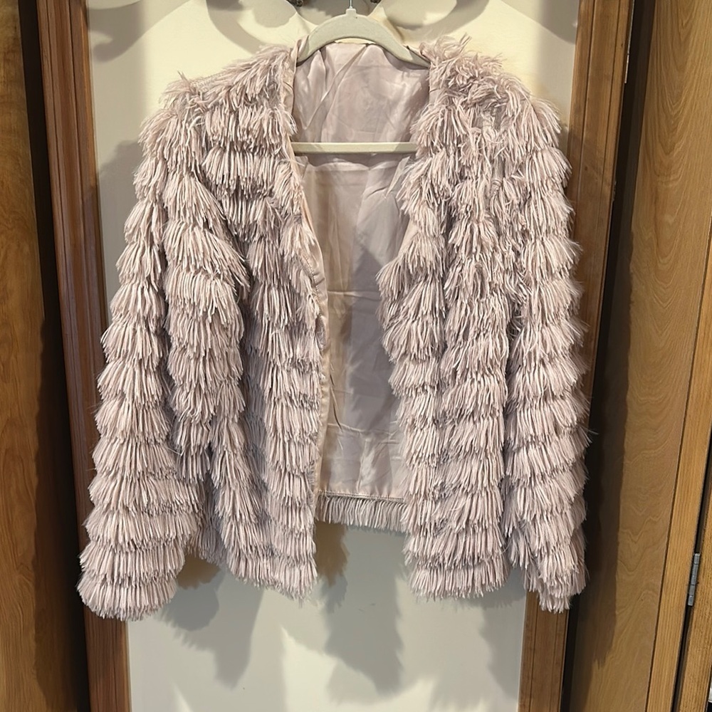 New York Pink Teddy Jacket with Plush Texture